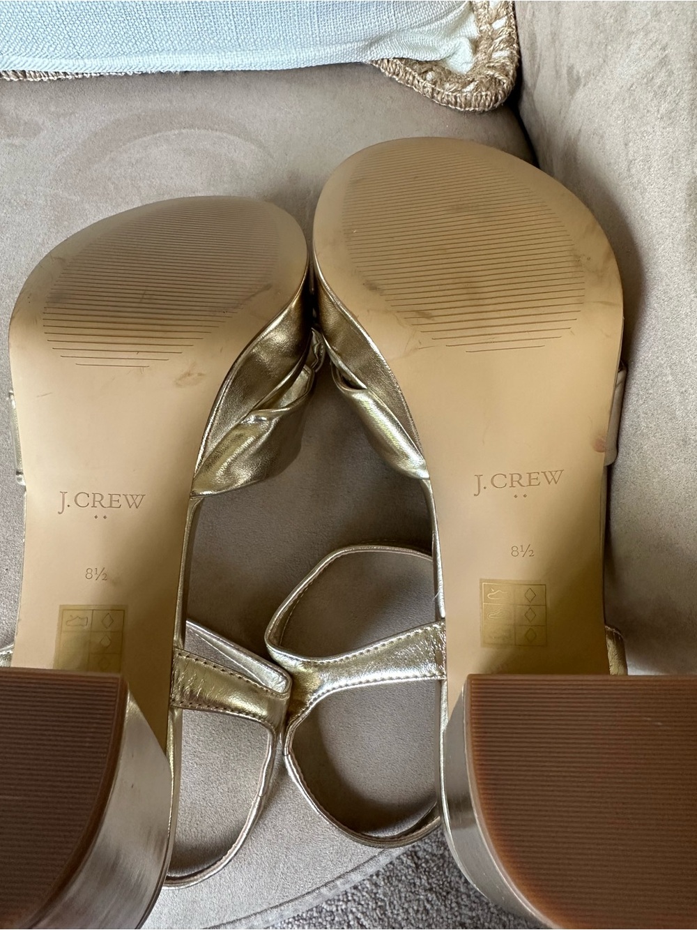 J. Crew Metallic Gold Knotted Platform Heels - Picture 8 of 11